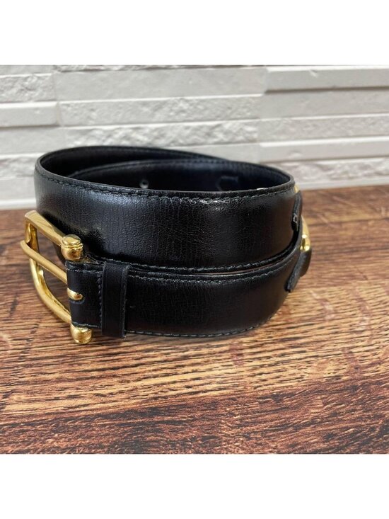 Celine Leather Carriage Logo Gold Belt Black main image 9